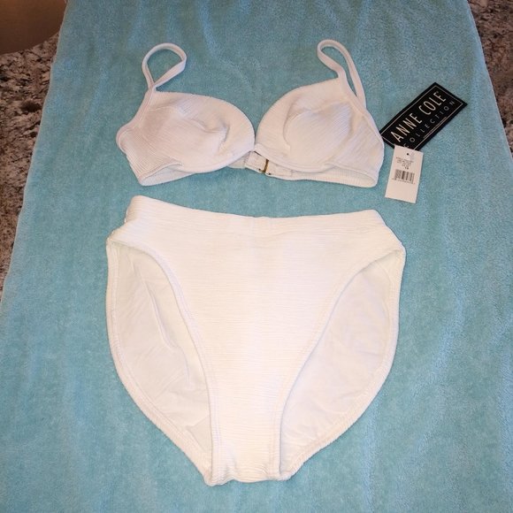 BRAND NEW ANNE COLE COLLECTION WHITE BIKINI -SZ 10 - Picture 1 of 4